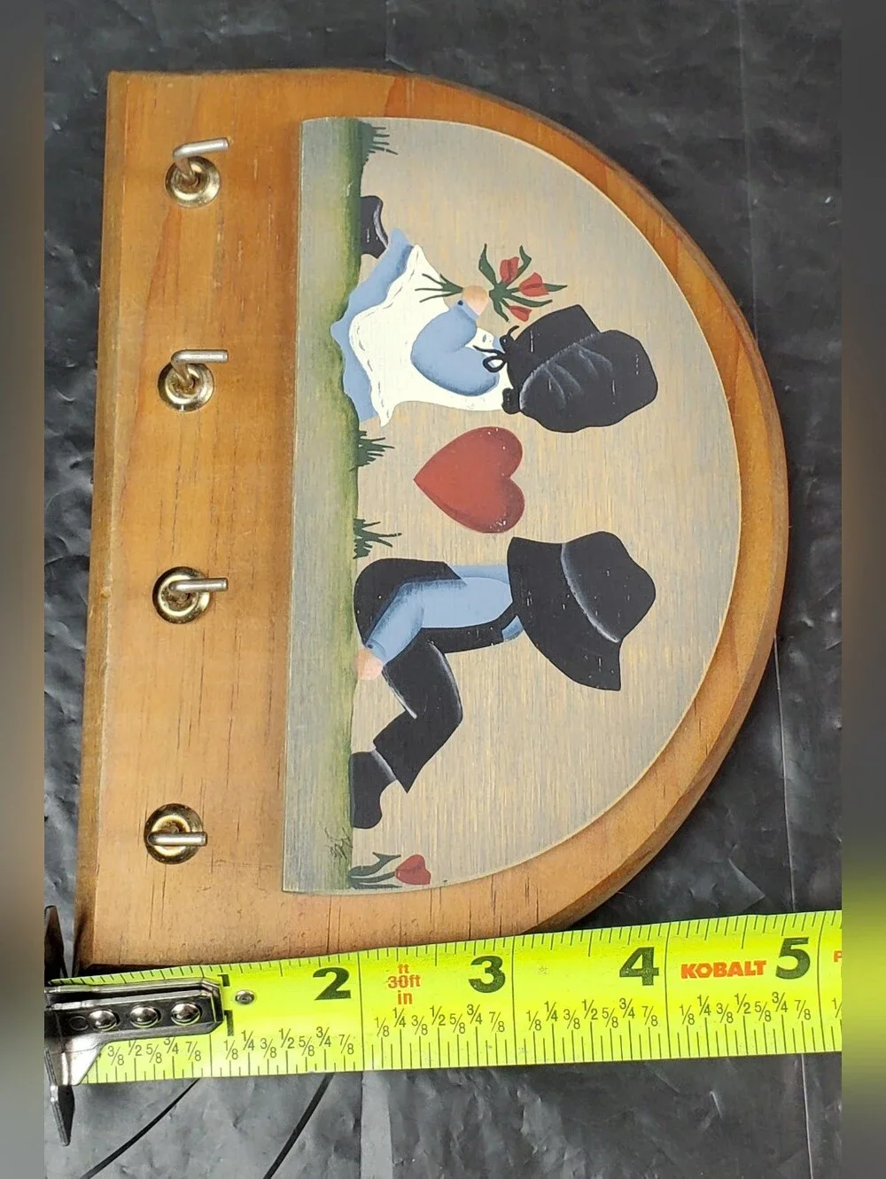 Coal Bank Hollow Vintage Wood Key Holder Wall Mount Heart Cottagecore - EUC